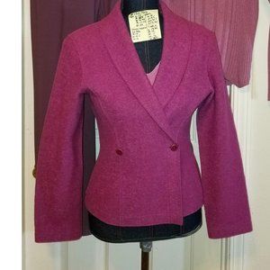 ✅Eileen Fisher Boiled Wool Dark Pink Raspberry Jacket XS MSRP $398